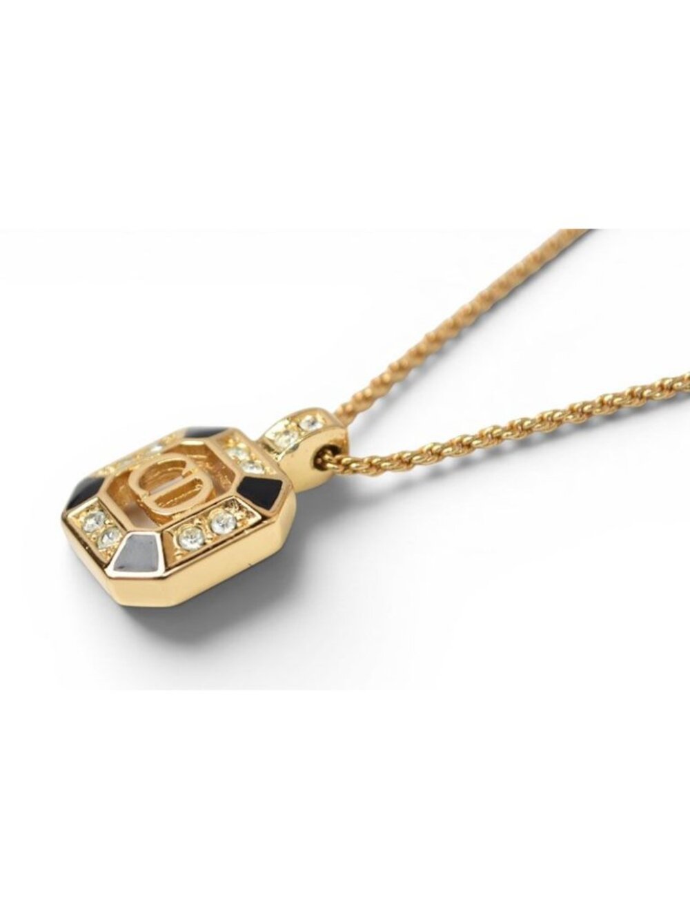 Dior Necklace Choka Vintage Line Stone CD Logo Gold Black - Picture 2 of 5